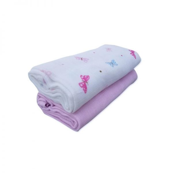 Home N Baby Muslin Cloth Butterfly Pink Pack Of 2